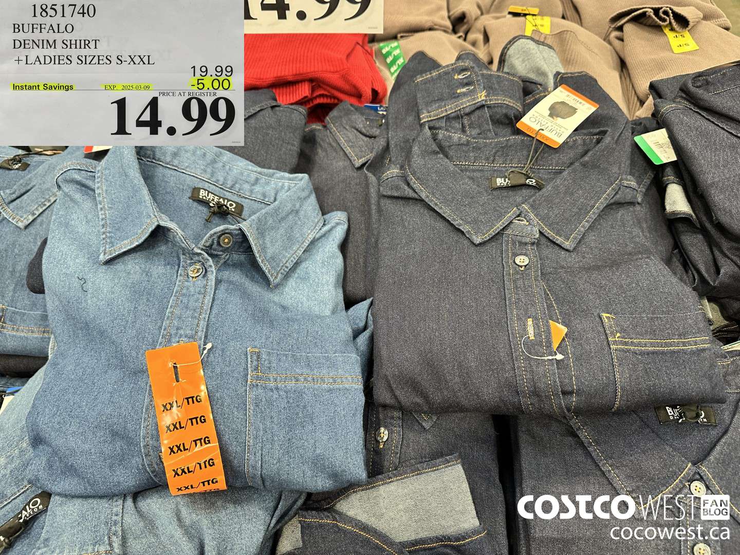 1851740 BUFFALO DEMIN SHIRT LADIES SIZES S-XXL ($5.00 INSTANT SAVINGS EXPIRES ON 2025-03-09) $14.99