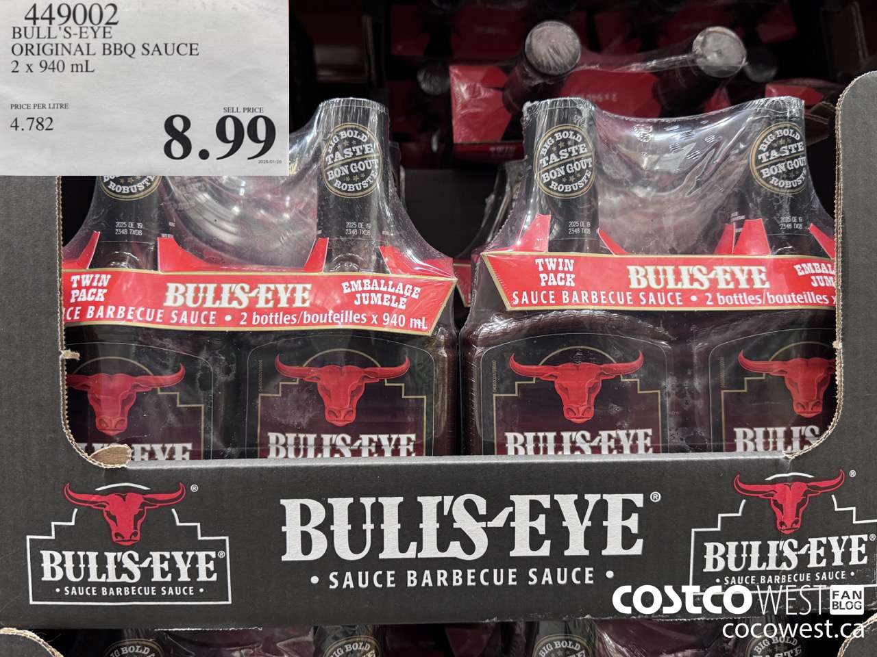 449002 BULLSEYE ORIGINAL BARBECUE SAUCE 2 X 940ML $8.99