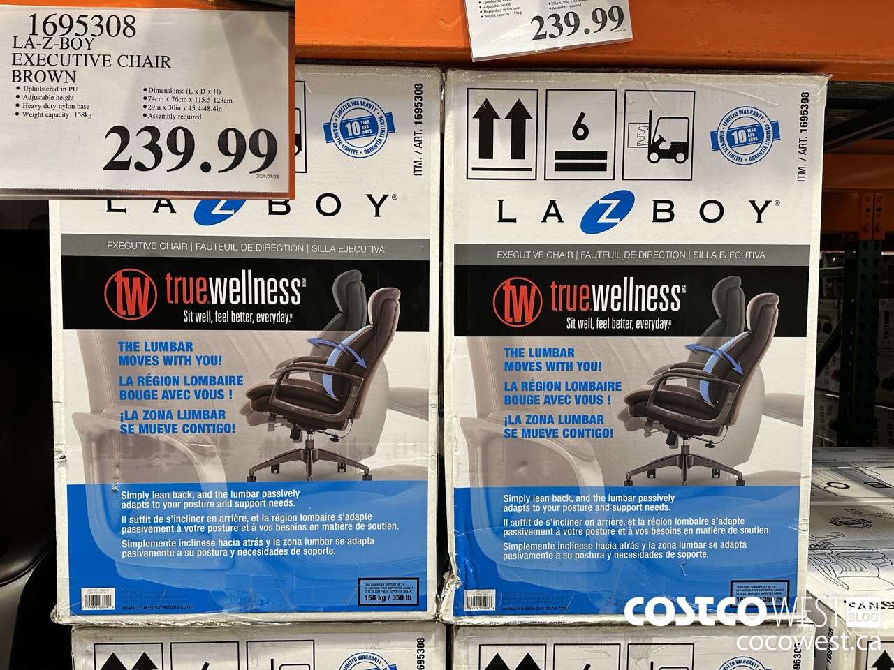 1695308 CALIZ LA-Z-BOY EXECUTIVE CHAIR BROWN $239.99