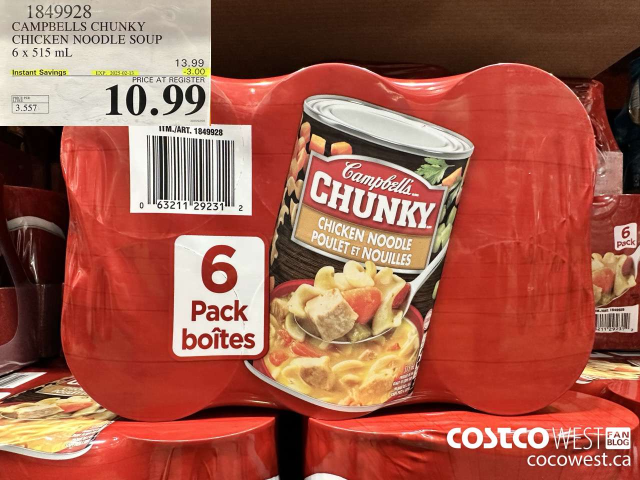 1849928 CAMPBELLS CHUNKY CHICKEN NOODLE SOUP 6 X 515ML ($3.00 INSTANT SAVINGS EXPIRES ON 2025-02-13) $10.99