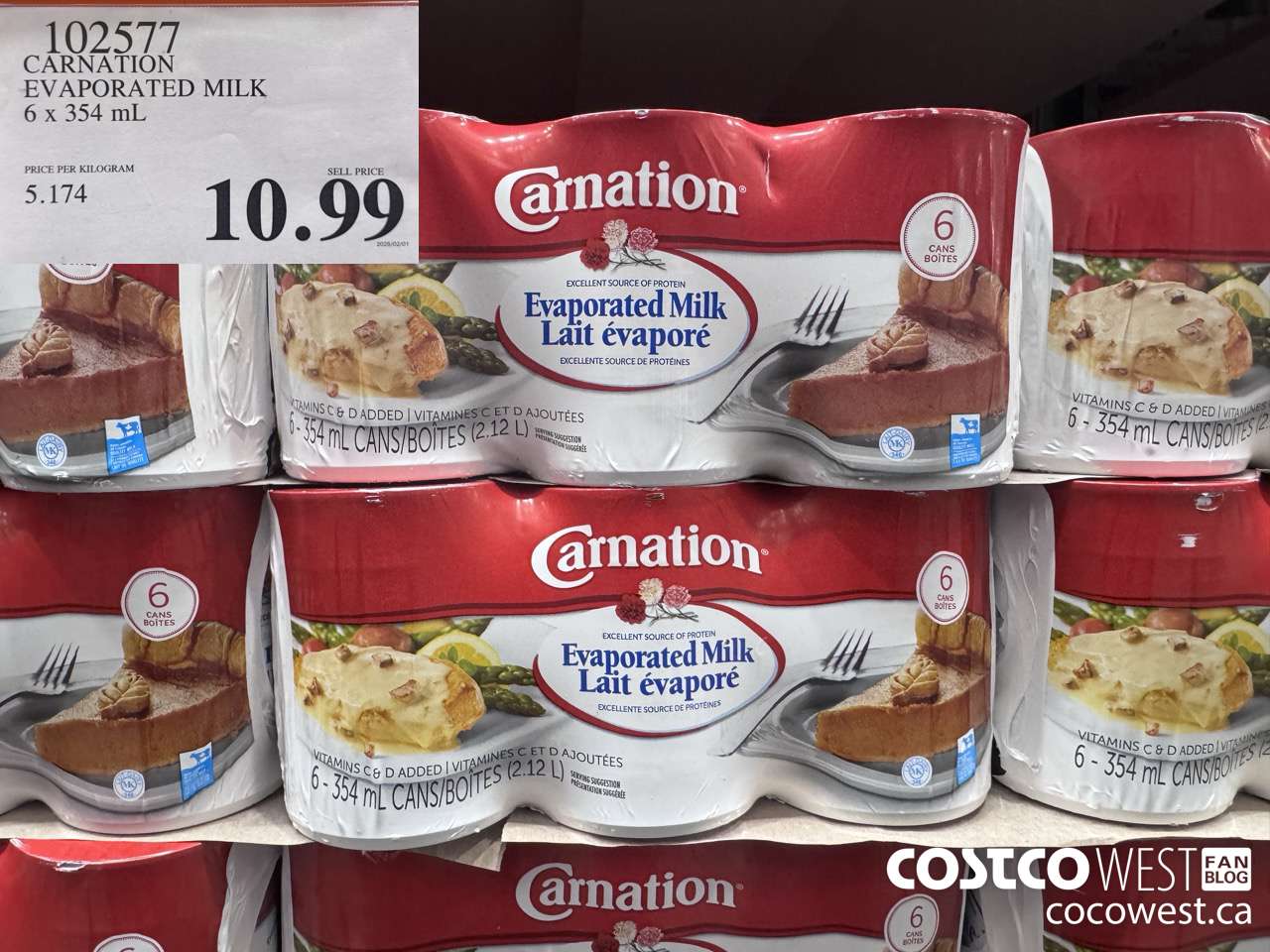 102577 CARNATION EVAPORATED MILK 6 X 342 ML $10.99