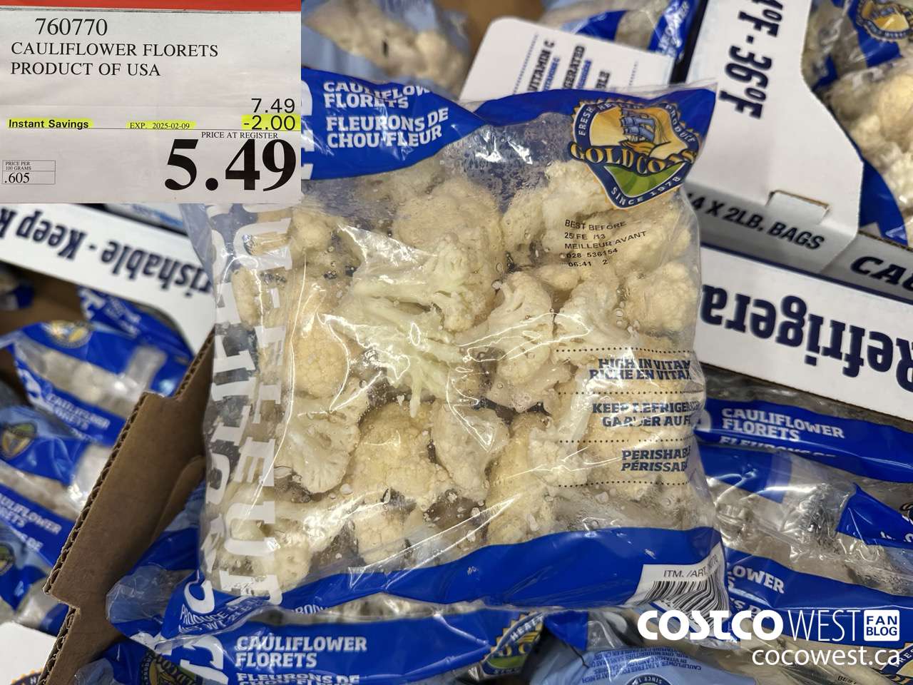 760770 CAULIFLOWER FLORETS PRODUCT OF USA ($2.00 INSTANT SAVINGS EXPIRES ON 2025-02-09) $5.49
