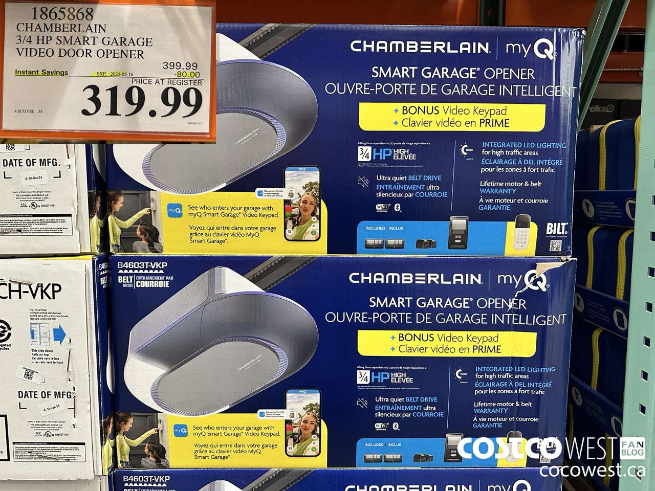 1865868 CHAMBERLAIN 3/4 HP SMART GARAGE VIDEO DOOR OPENER ($80.00 INSTANT SAVINGS EXPIRES ON 2025-02-16) $319.99