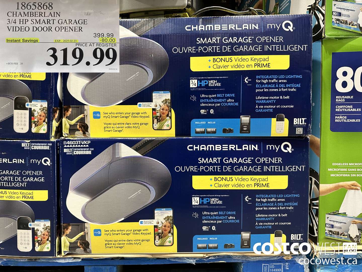 1865868 CHAMBERLAIN 3/4 HP SMART GARAGE VIDEO DOOR OPENER ($80.00 INSTANT SAVINGS EXPIRES ON 2025-02-23) $319.99