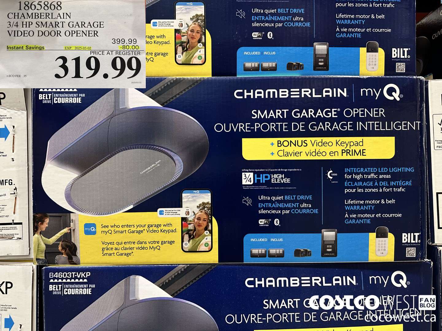 1865868 CHAMBERLAIN 3/4 HP SMART GARAGE VIDEO DOOR OPENER ($80.00 INSTANT SAVINGS EXPIRES ON 2025-03-02) $319.99