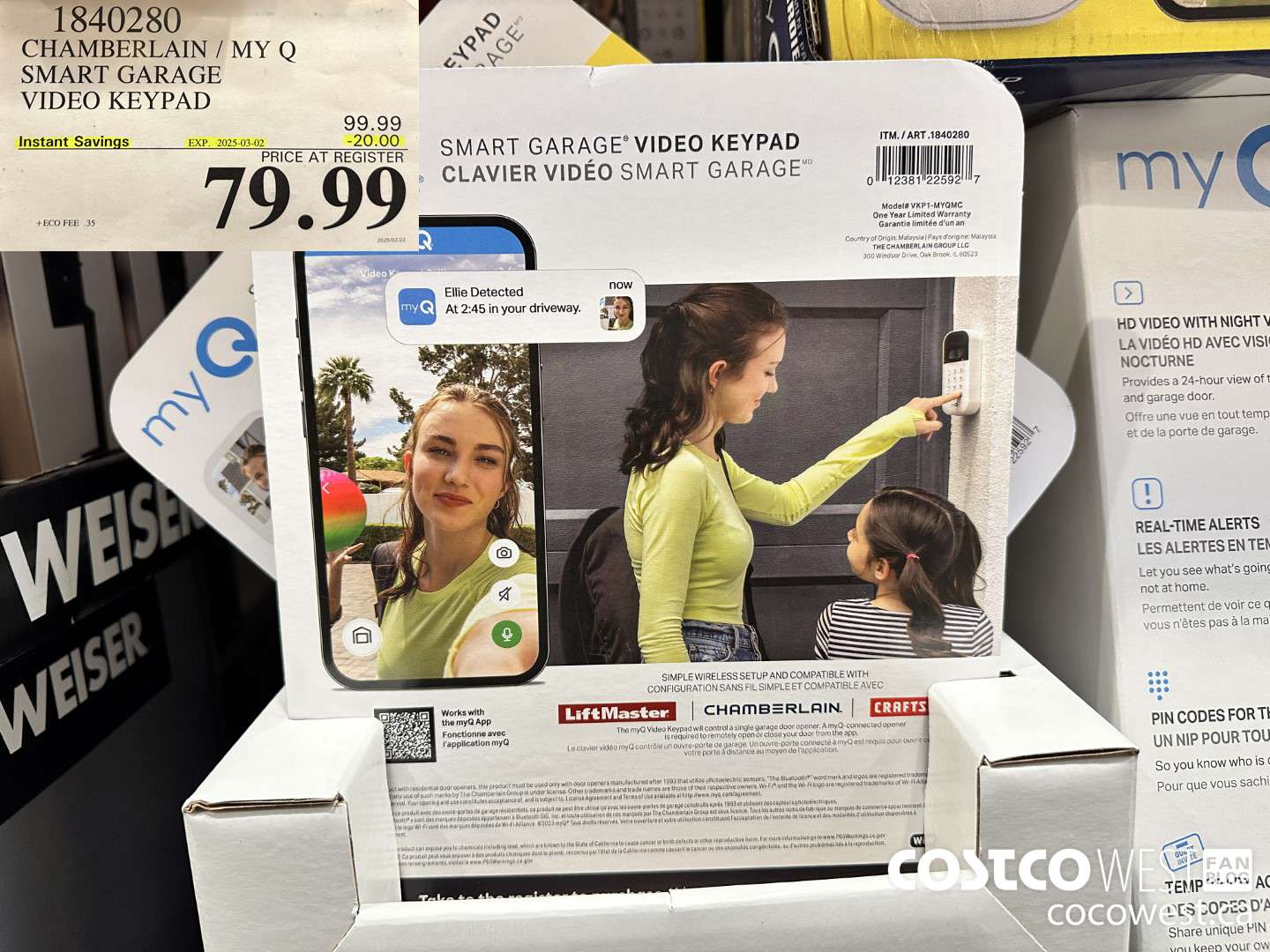 1840280 CHAMBERLAIN / MY Q SMART GARAGE VIDEO KEYPAD ($20.00 INSTANT SAVINGS EXPIRES ON 2025-03-02) $79.99