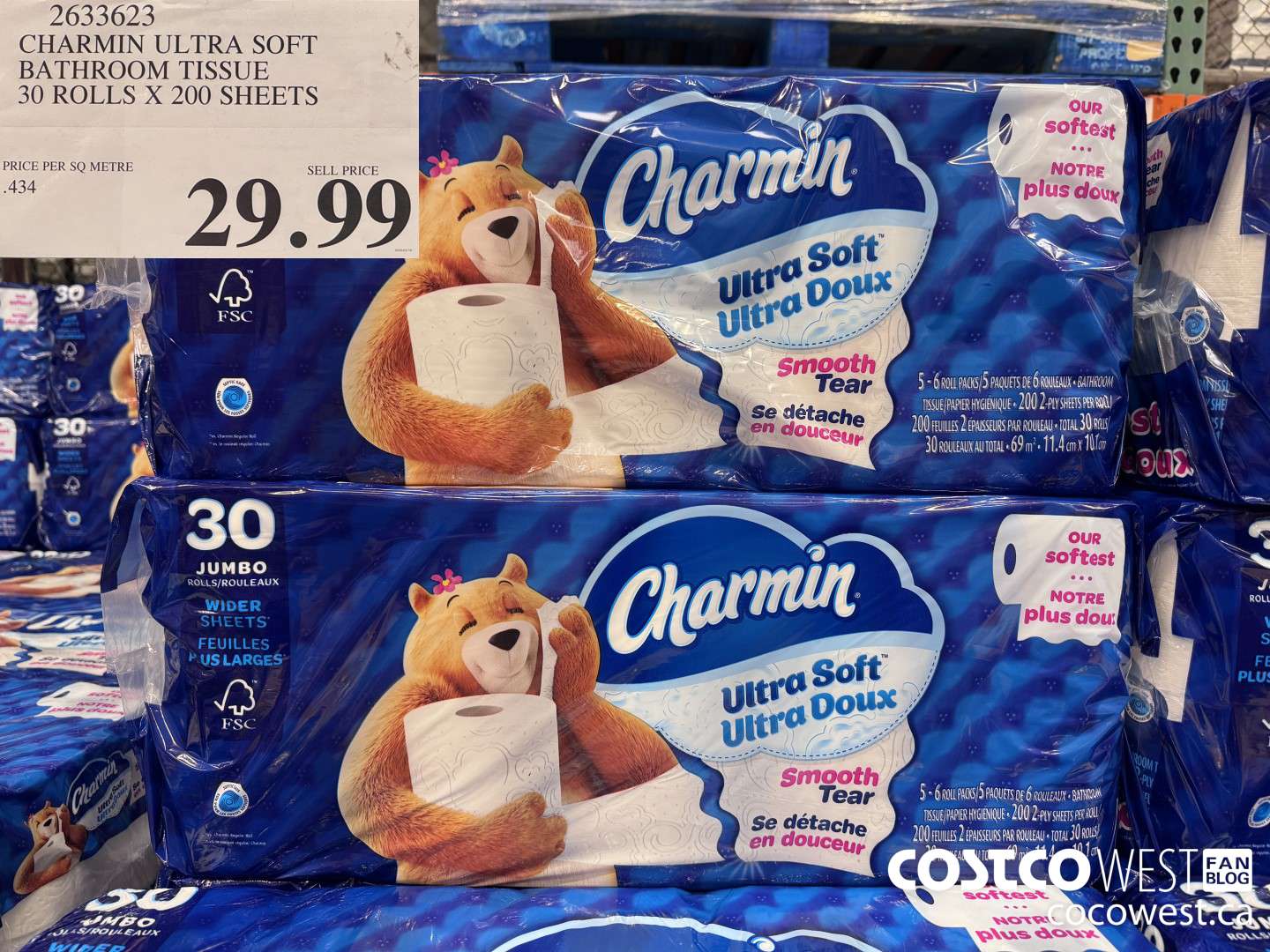 2633623 CHARMIN ULTRA SOFT BATHROOM TISSUE 30 ROLLS X 200 SHEETS $29.99