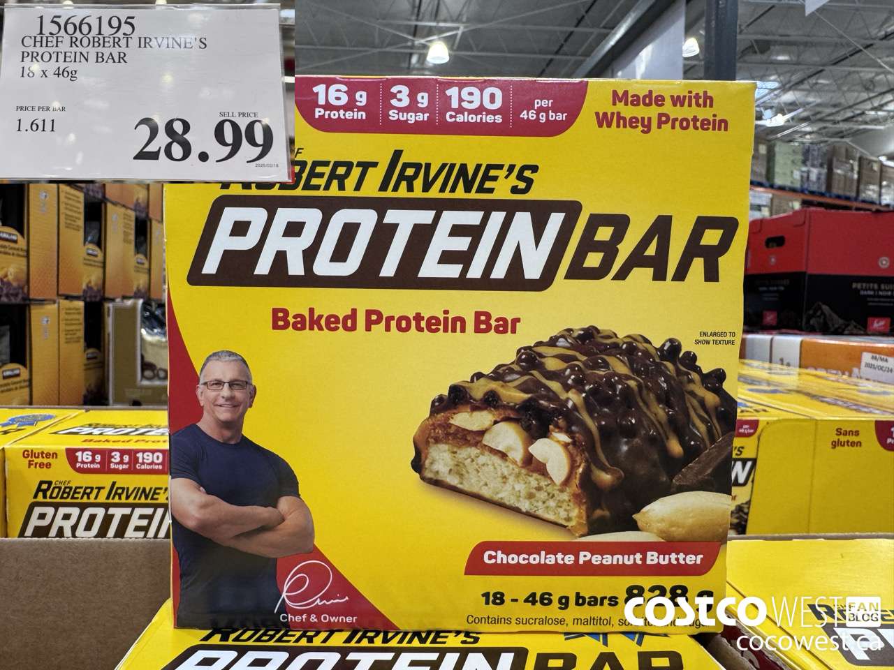 1566195 CHEF ROBERT IRVINE'S PROTEIN BAR 18 X 46G $28.99