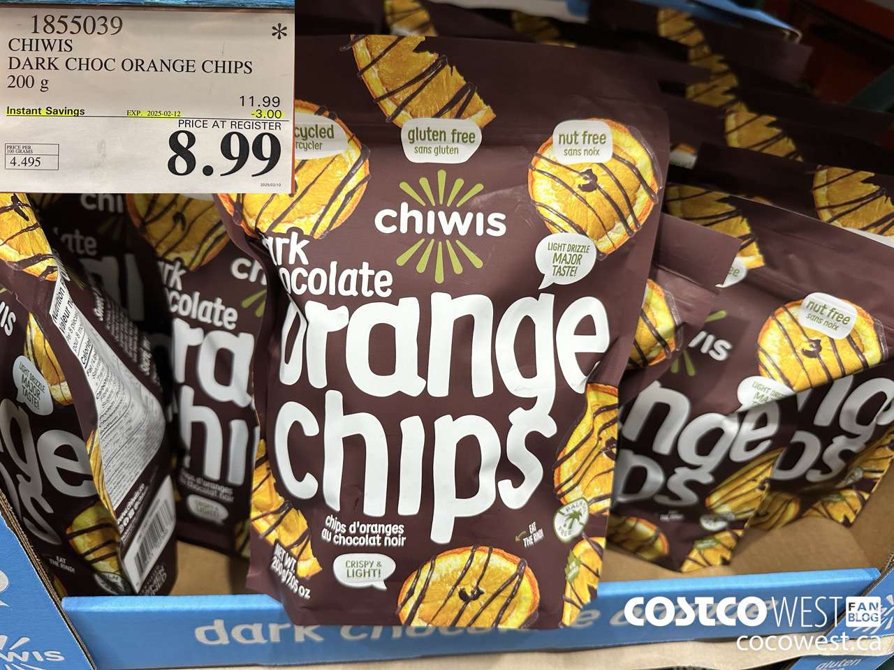 1855039 CHIWIS DARK CHOC ORANGE CHIPS 200G ($3.00 INSTANT SAVINGS EXPIRES ON 2025-02-12) $8.99