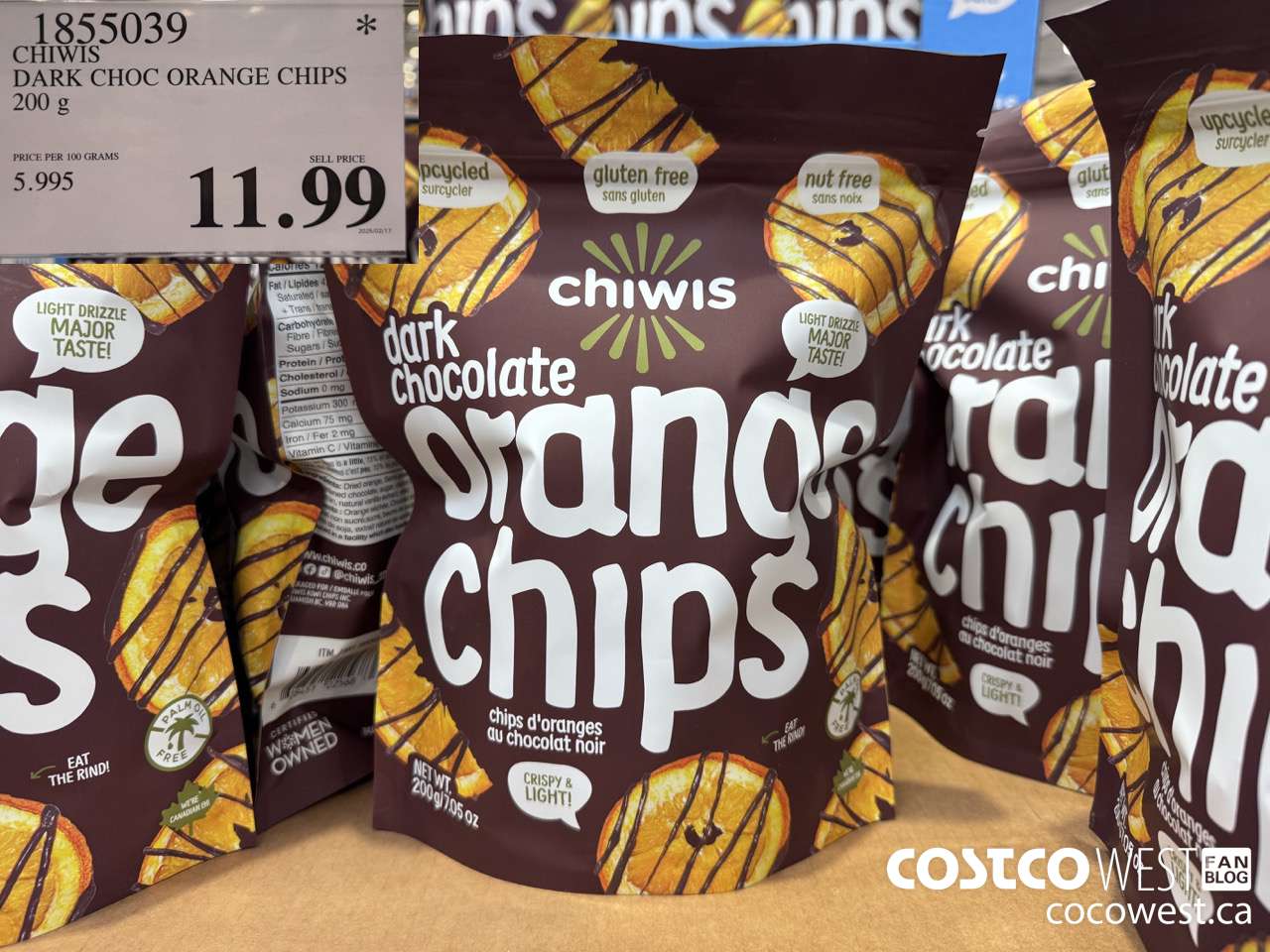 1855039 CHIWIS DARK CHOC ORANGE CHIPS 200G $11.99