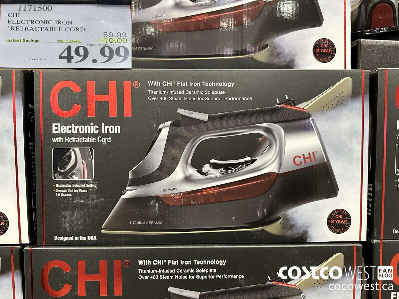 1171500 CHI ELECTRONIC IRON RETRACTABLE CORD ($10.00 INSTANT SAVINGS EXPIRES ON 2025-03-02) $49.99