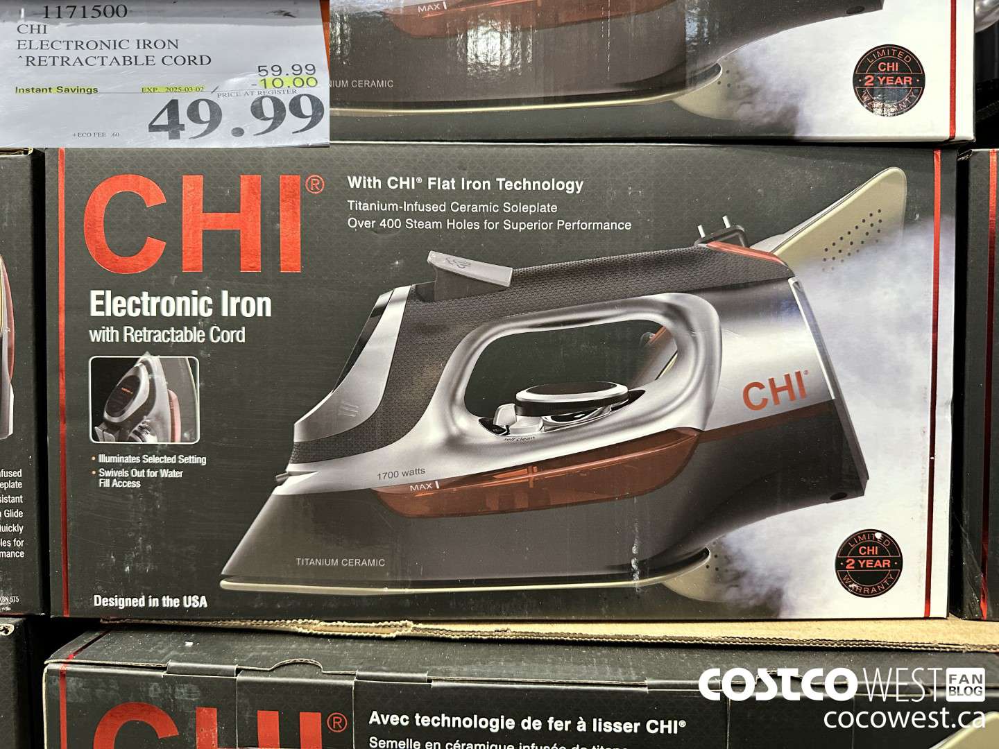 1171500 CHI ELECTRONIC IRON RETRACTABLE CORD ($10.00 INSTANT SAVINGS EXPIRES ON 2025-03-02) $49.99