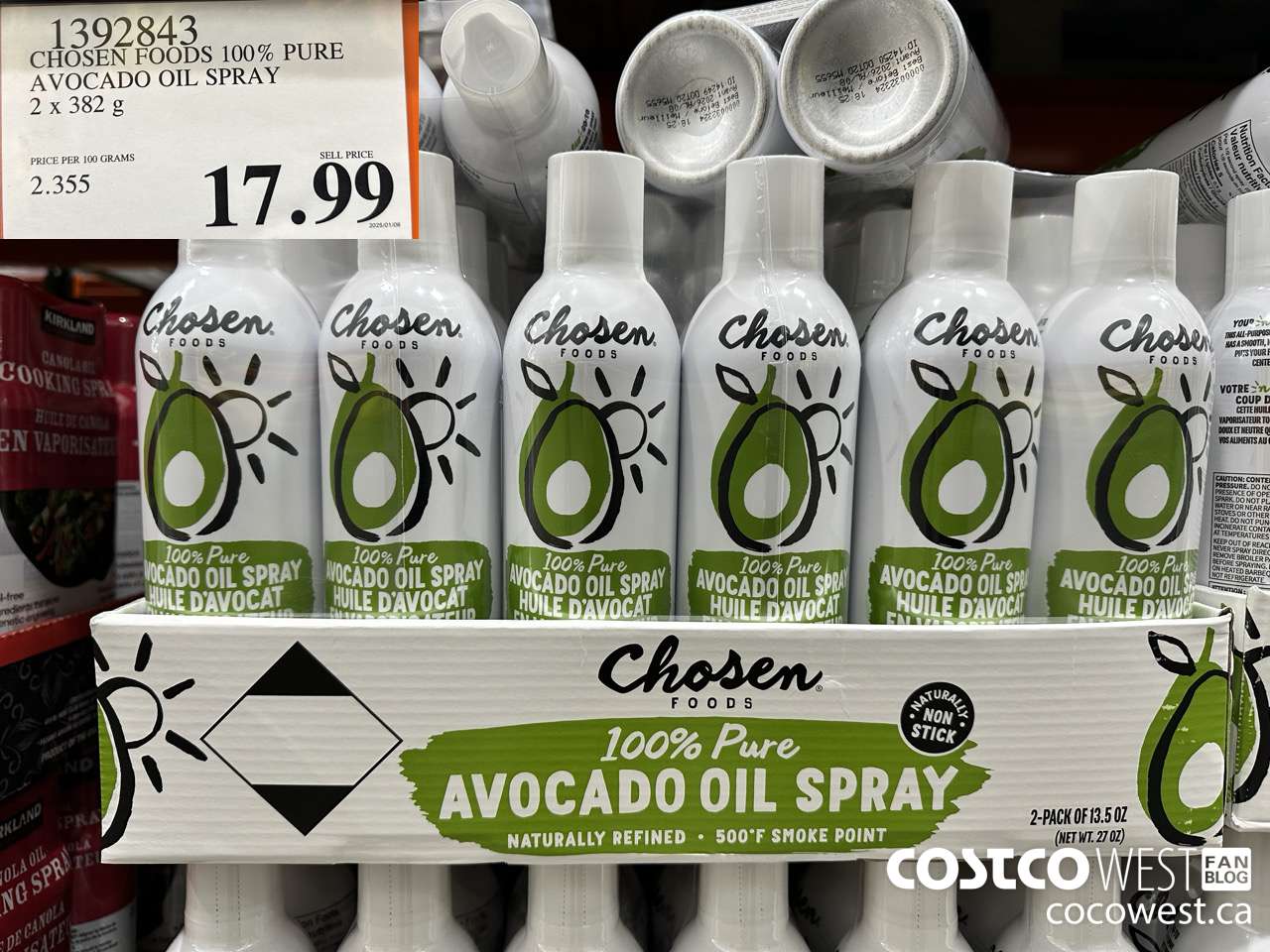 1392843 CHOSEN FOODS 100% PURE AVOCADO OIL SPRAY 2 x 382 g $17.99