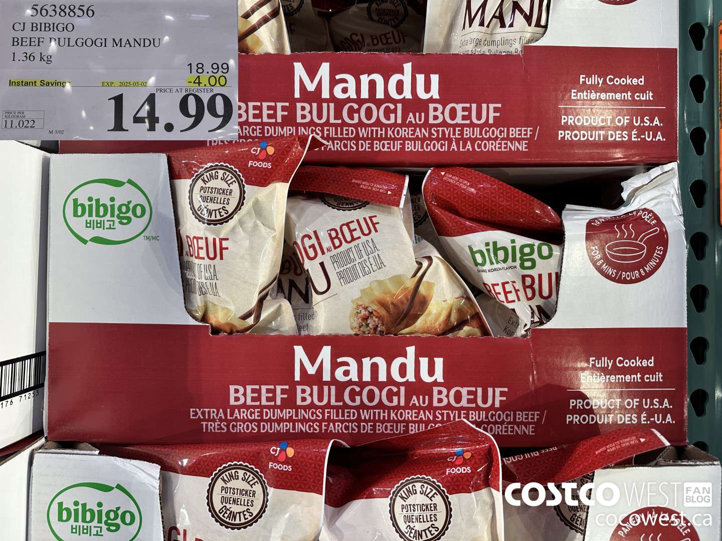 5638856 CJ BIBIGO BEEF BULGOGI MANDU 1.36 kg ($4.00 INSTANT SAVINGS EXPIRES ON 2025-03-02) $14.99