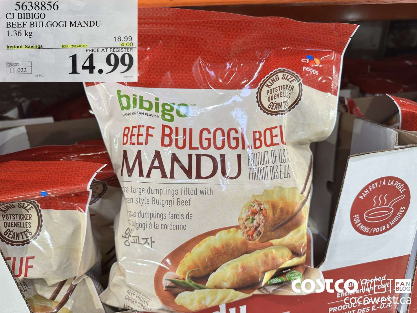 5638856 CJ BIBIGO BEEF BULGOGI MANDU 1.36 kg ($4.00 INSTANT SAVINGS EXPIRES ON 2025-03-02) $14.99