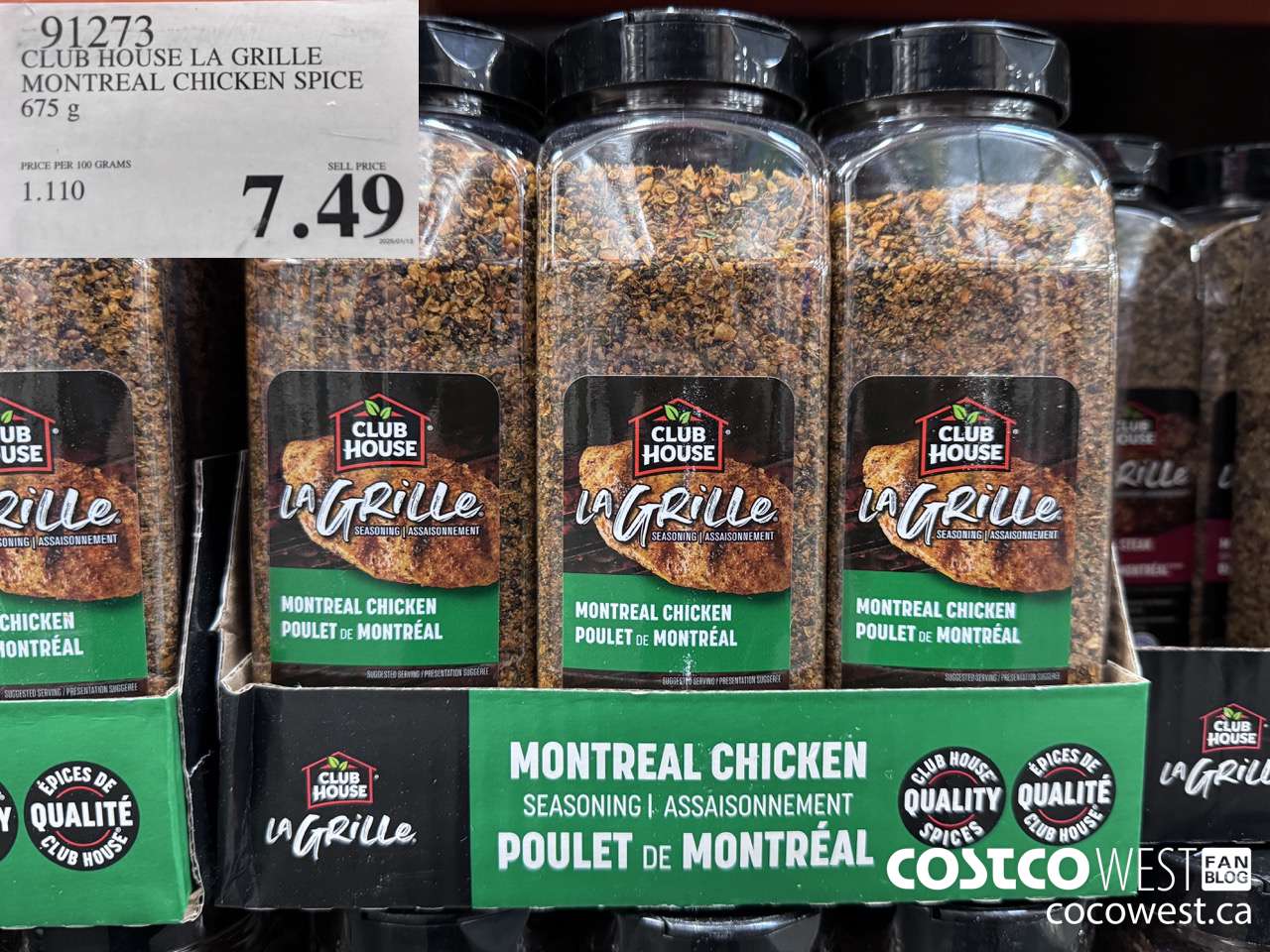 91273 CLUBHOUSE MONTREAL CHICKEN SPICE 675 g $7.49
