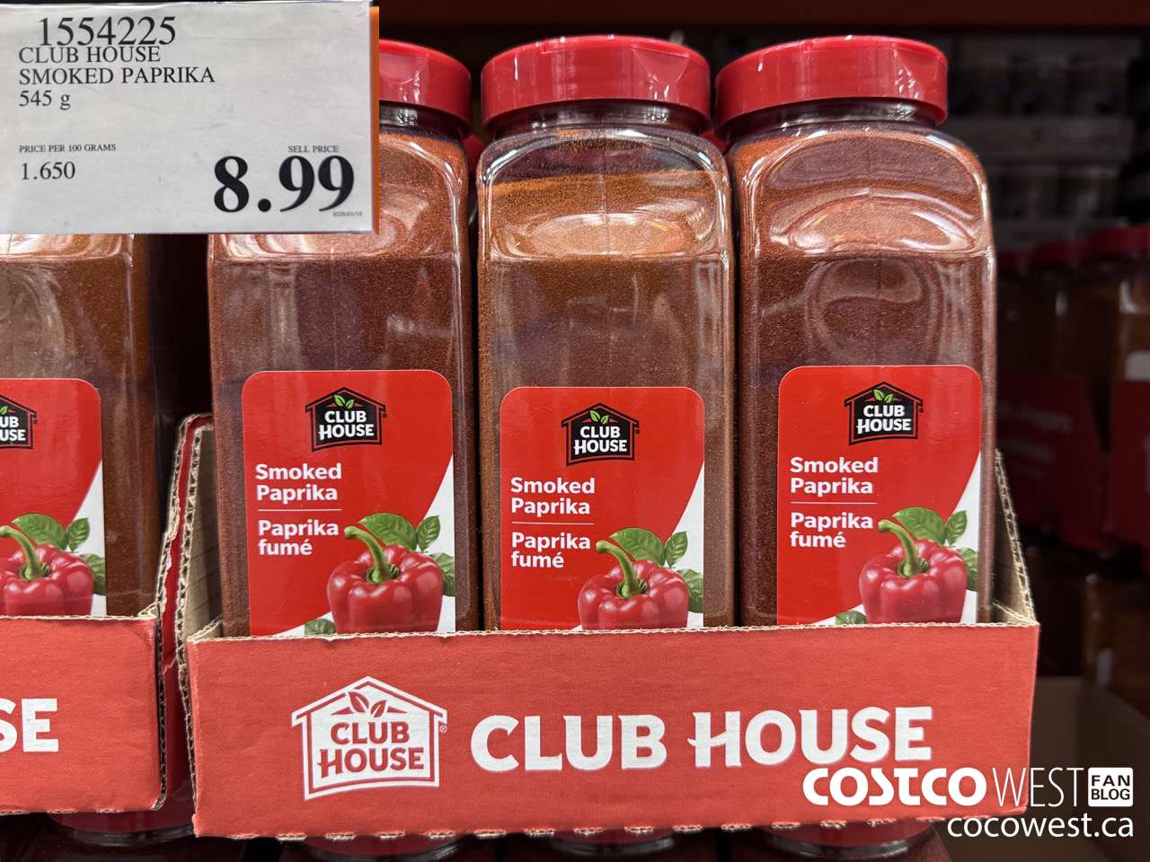 1554225 CLUBHOUSE SMOKED PAPRIKA 545G $8.99