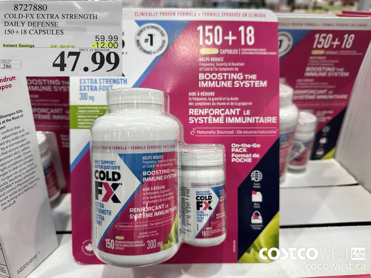8727880 COLD-FX EXTRA STRENGTH DAILY DEFENSE 150 + 18 CAPSULES ($12.00 INSTANT SAVINGS EXPIRES ON 2025-03-02) $47.99