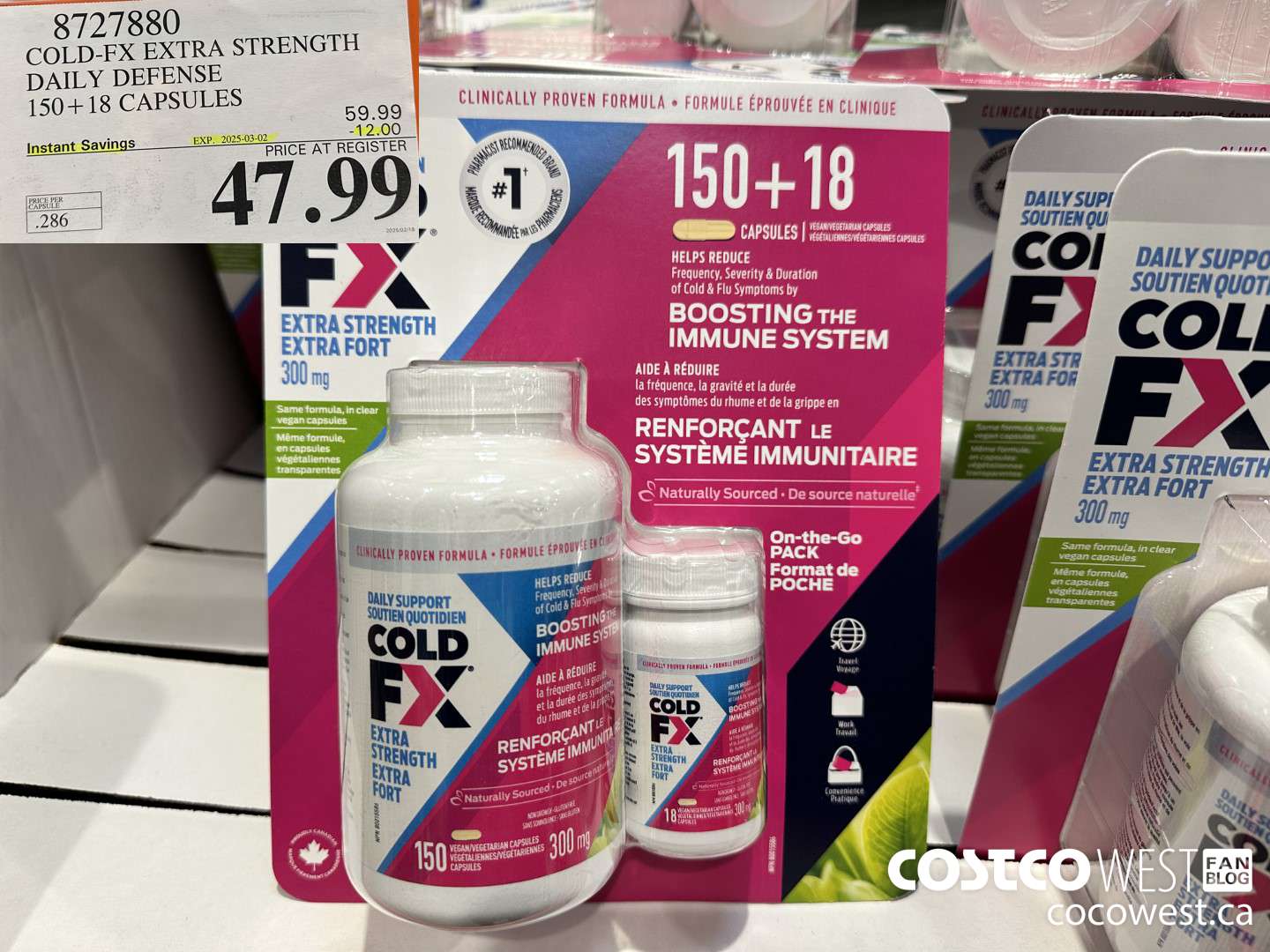 8727880 COLD-FX EXTRA STRENGTH DAILY DEFENSE 150 + 18 CAPSULES ($12.00 INSTANT SAVINGS EXPIRES ON 2025-03-02) $47.99