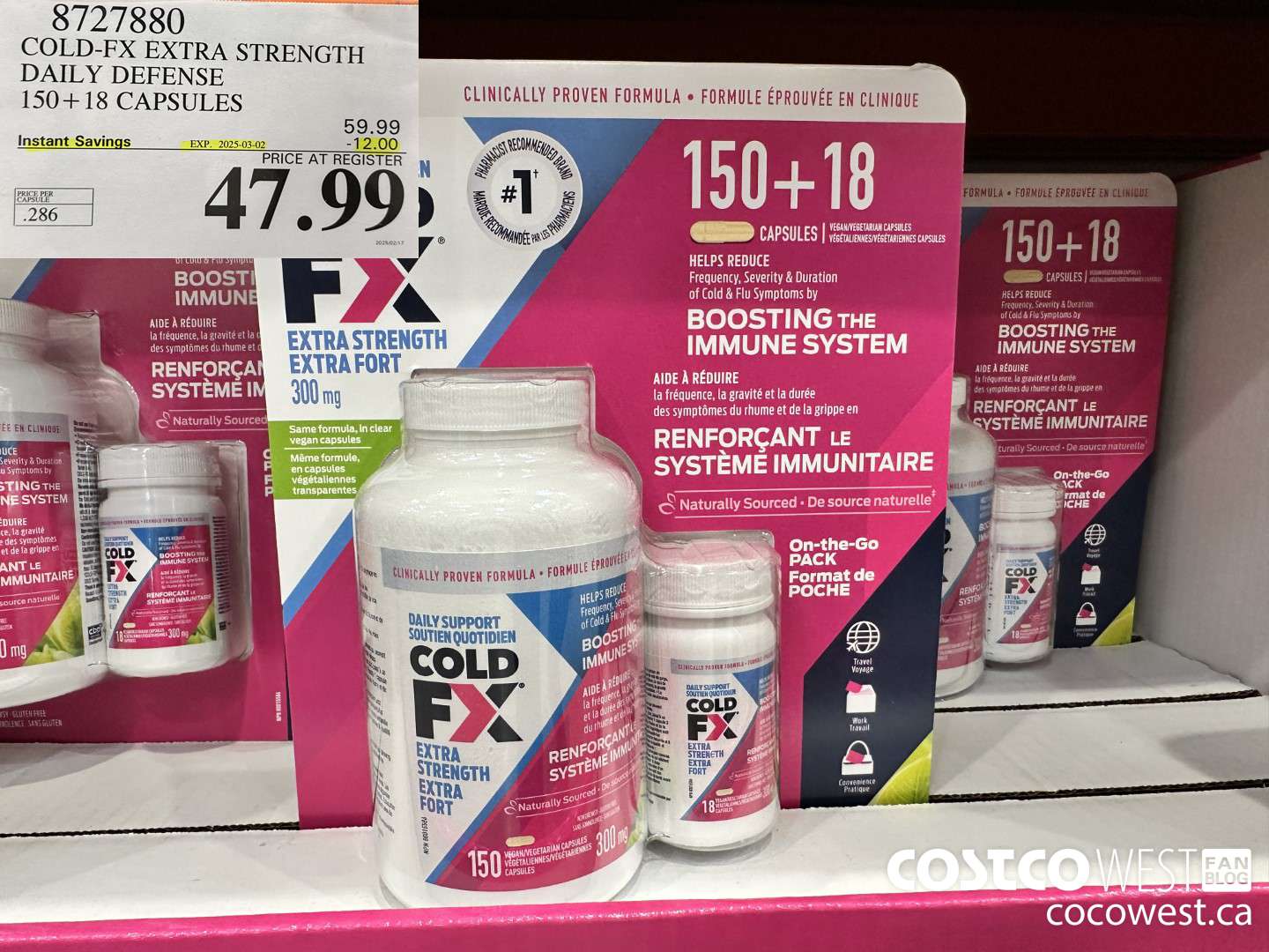 8727880 COLD-FX EXTRA STRENGTH DAILY DEFENSE 150 + 18 CAPSULES ($12.00 INSTANT SAVINGS EXPIRES ON 2025-03-02) $47.99