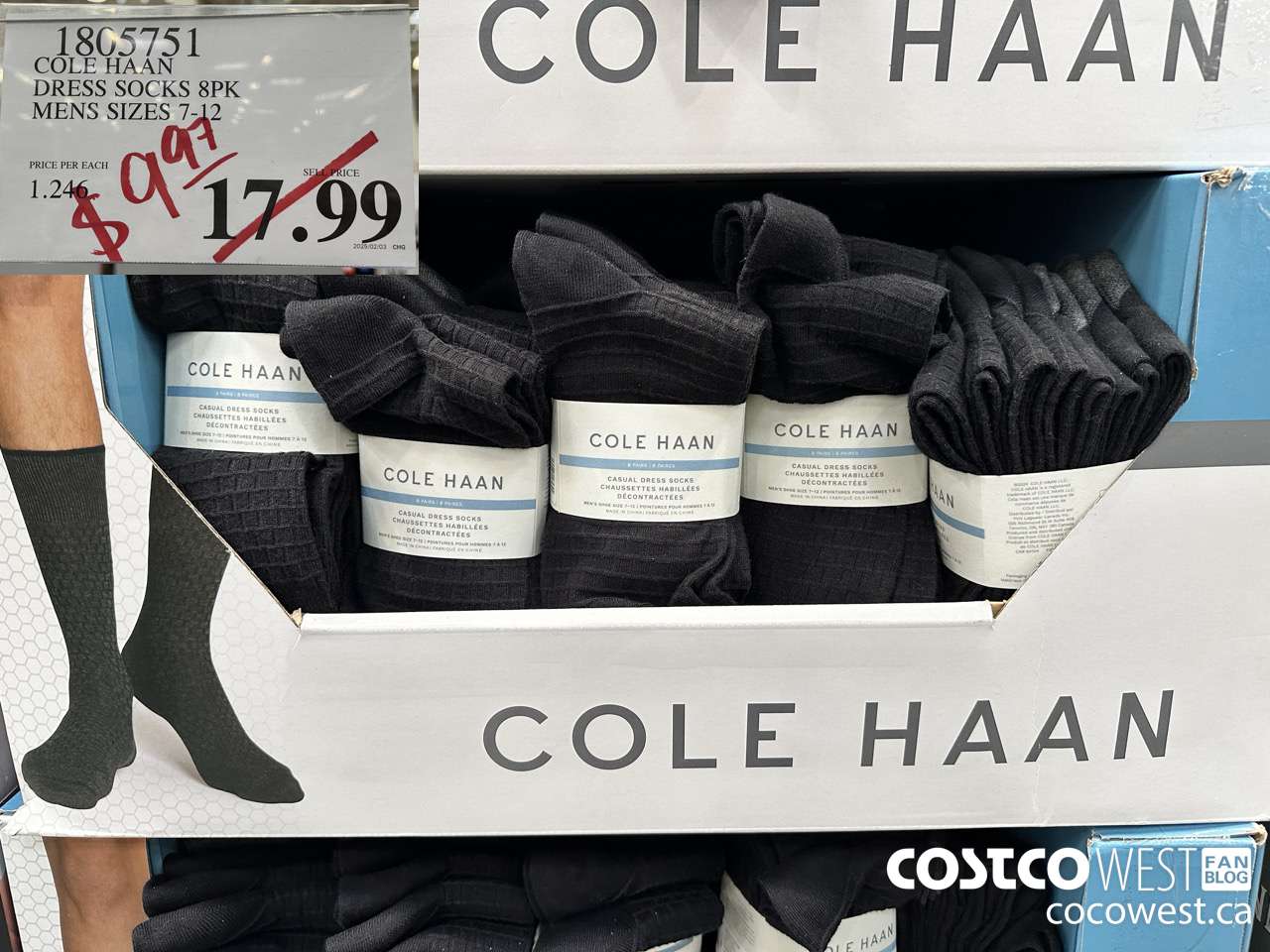 1805751 COLE HAAN DRESS SOCKS 8PK MENS SIZES 7-12 $9.97
