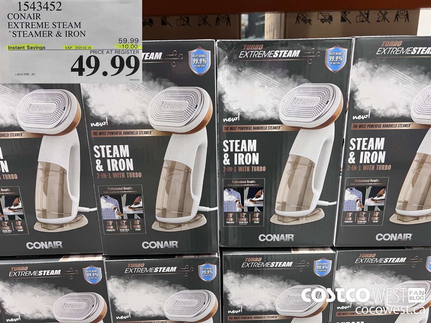 1543452 CONAIR TURBO EXTREME STEAM GARMENT STEAMER 2 IN 1 TURBO ($10.00 INSTANT SAVINGS EXPIRES ON 2025-02-16) $49.99