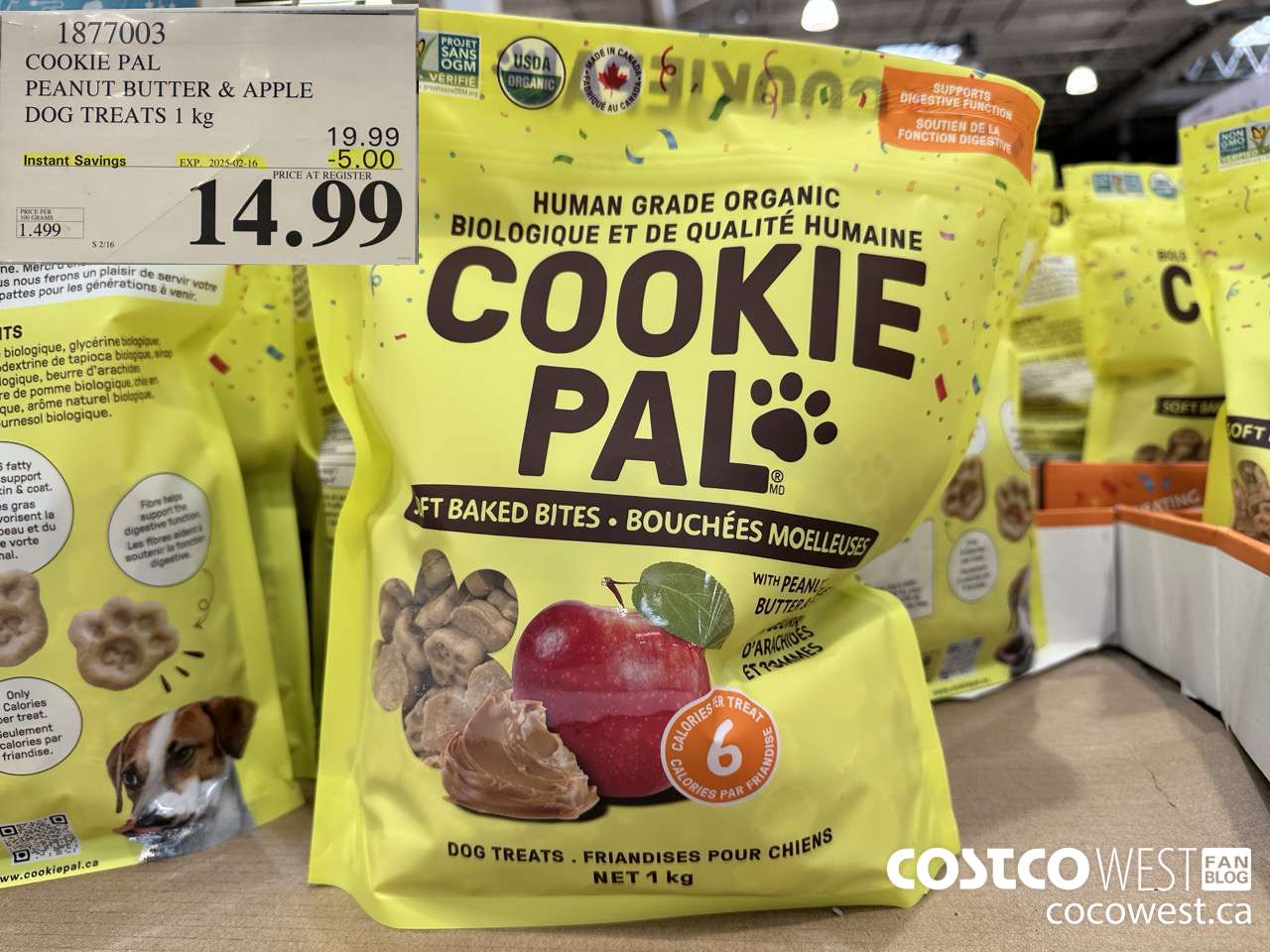 1877003 COOKIE PAL PEANUT BUTTER & APPLE DOG TREATS 1 KG ($5.00 INSTANT SAVINGS EXPIRES ON 2025-02-16) $14.99