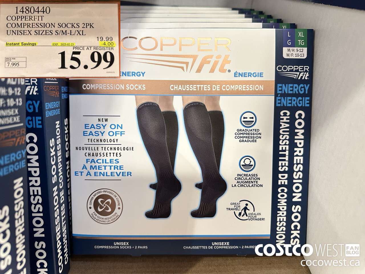 1480440 COPPERFIT COMPRESSION SOCK 2PK UNISEX SIZES S/M-L/XL ($4.00 INSTANT SAVINGS EXPIRES ON 2025-02-23) $15.99