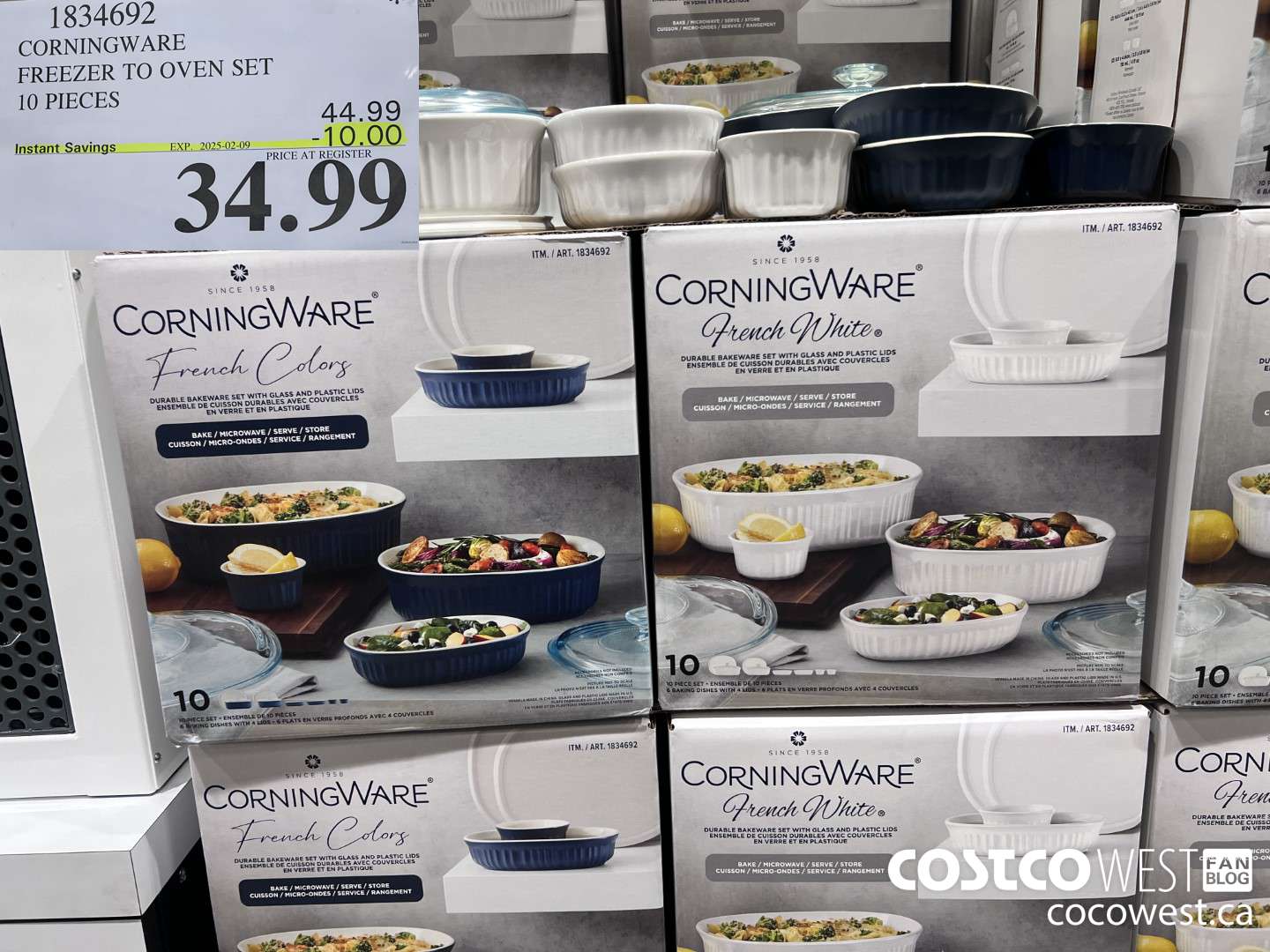1834692 CORNINGWARE FREEZER TO OVEN SET 10 PIECES ($10.00 INSTANT SAVINGS EXPIRES ON 2025-02-09) $34.99