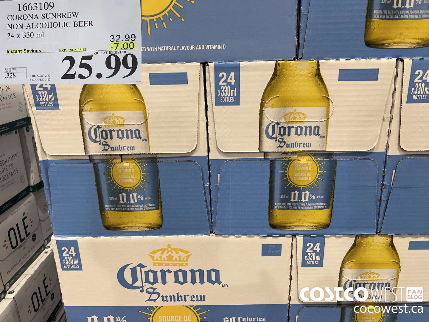 1663109 CORONA NON-ALCOHOLIC BEER 24 X 330 ML ($7.00 INSTANT SAVINGS EXPIRES ON 2025-02-12) $25.99