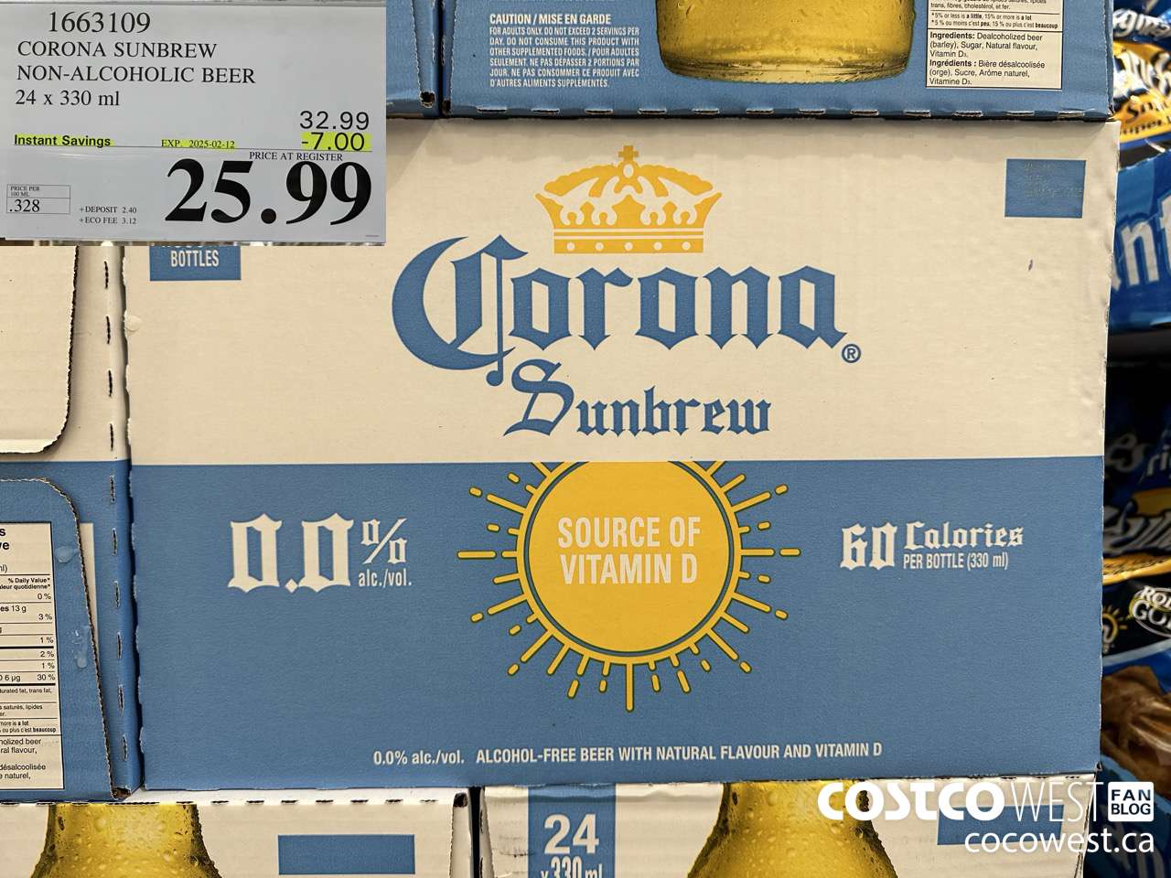 1663109 CORONA NON-ALCOHOLIC BEER 24 X 330 ML ($7.00 INSTANT SAVINGS EXPIRES ON 2025-02-12) $25.99