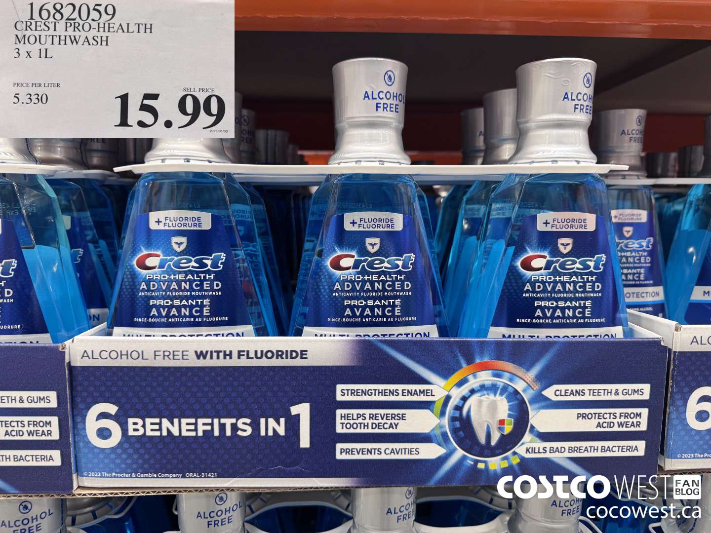 1682059 CREST PRO-HEALTH MOUTHWASH 3 X 1L $15.99