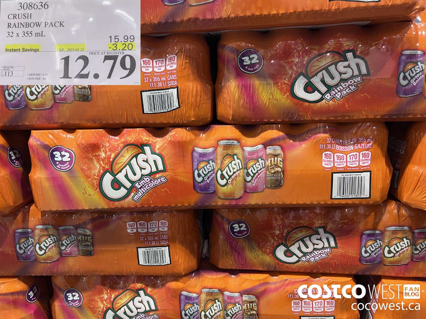 308636 CRUSH RAINBOW PACK 32 X 355 ML ($3.20 INSTANT SAVINGS EXPIRES ON 2025-02-12) $12.79