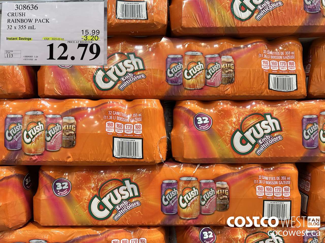 308636 CRUSH RAINBOW PACK 32 X 355 ML ($3.20 INSTANT SAVINGS EXPIRES ON 2025-02-12) $12.79