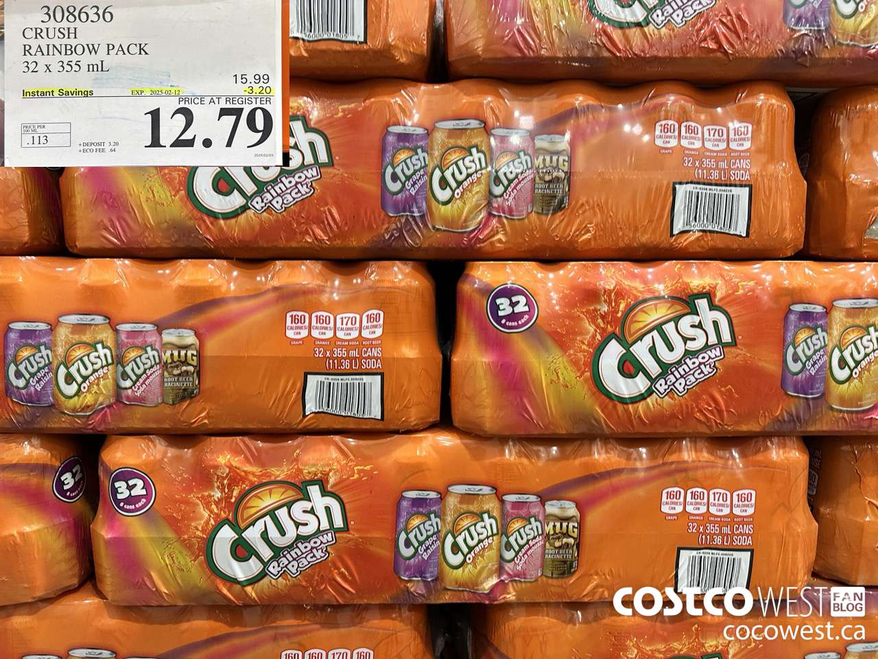 308636 CRUSH RAINBOW PACK 32 X 355 ML ($3.20 INSTANT SAVINGS EXPIRES ON 2025-02-12) $12.79