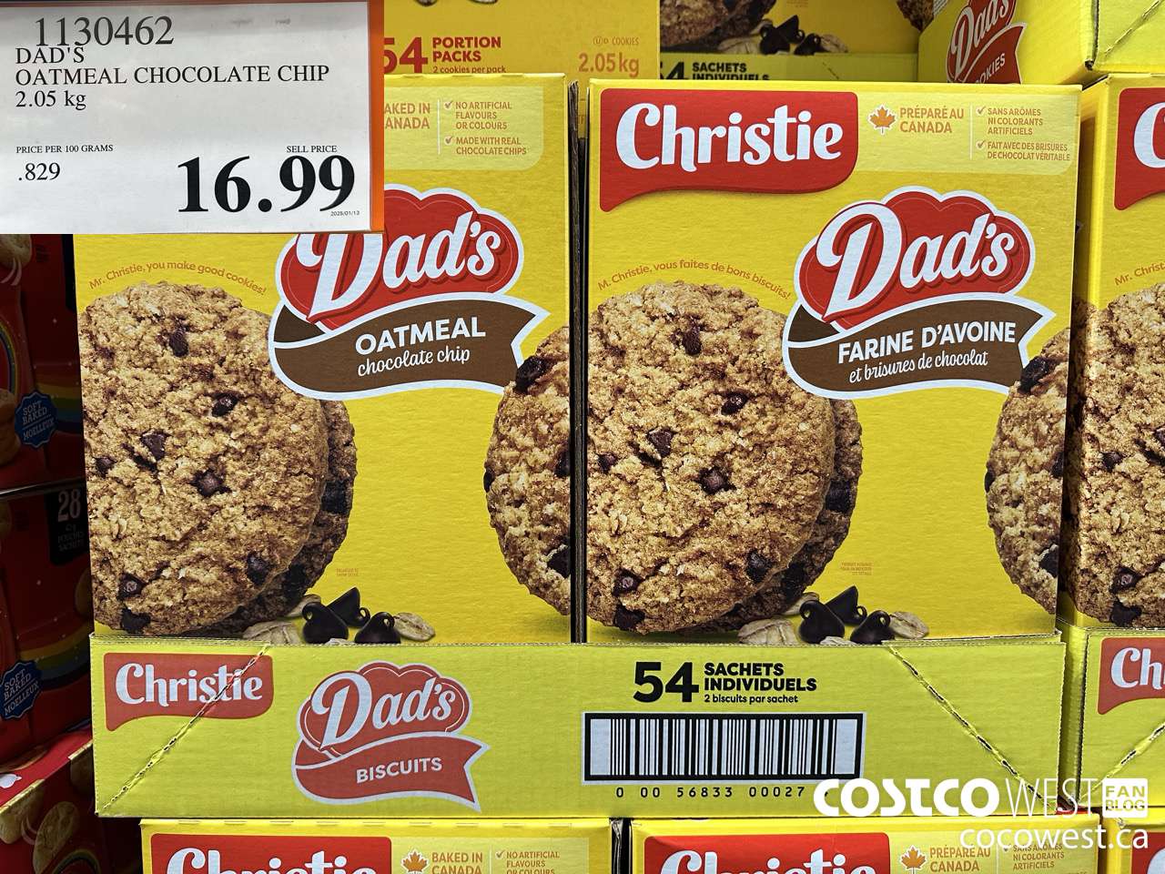 1130462 DAD'S OATMEAL CHOCOLATE CHIP 2.05KG $16.99
