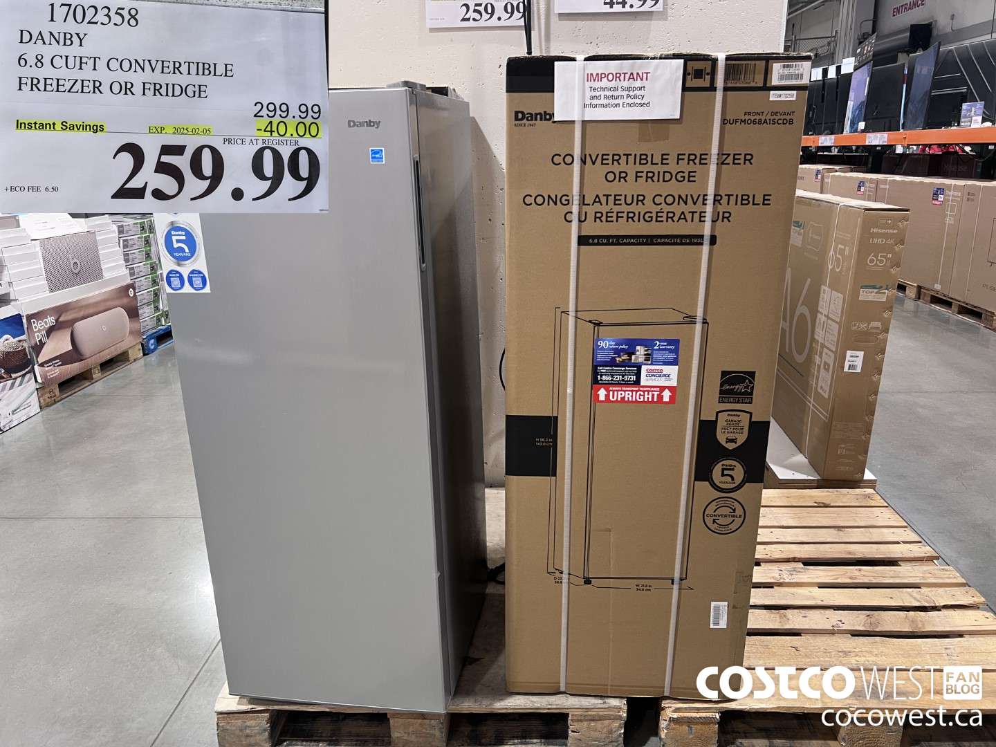 1702358 DANBY 6.8 CUFT CONVERTIBLE FREEZER OR FRIDGE ($40.00 INSTANT SAVINGS EXPIRES ON 2025-02-05) $259.99