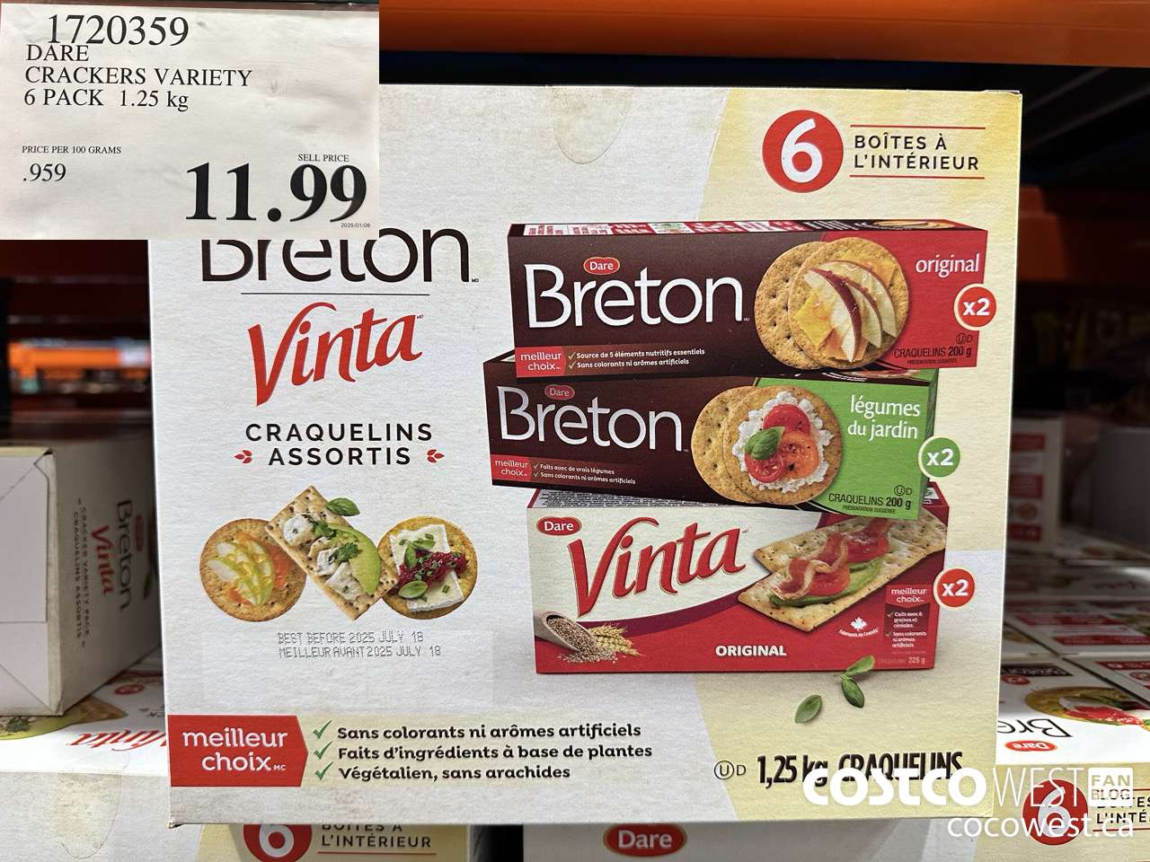 1720359 DARE CRACKERS VARIETY 6 PACK 1.25 KG $11.99