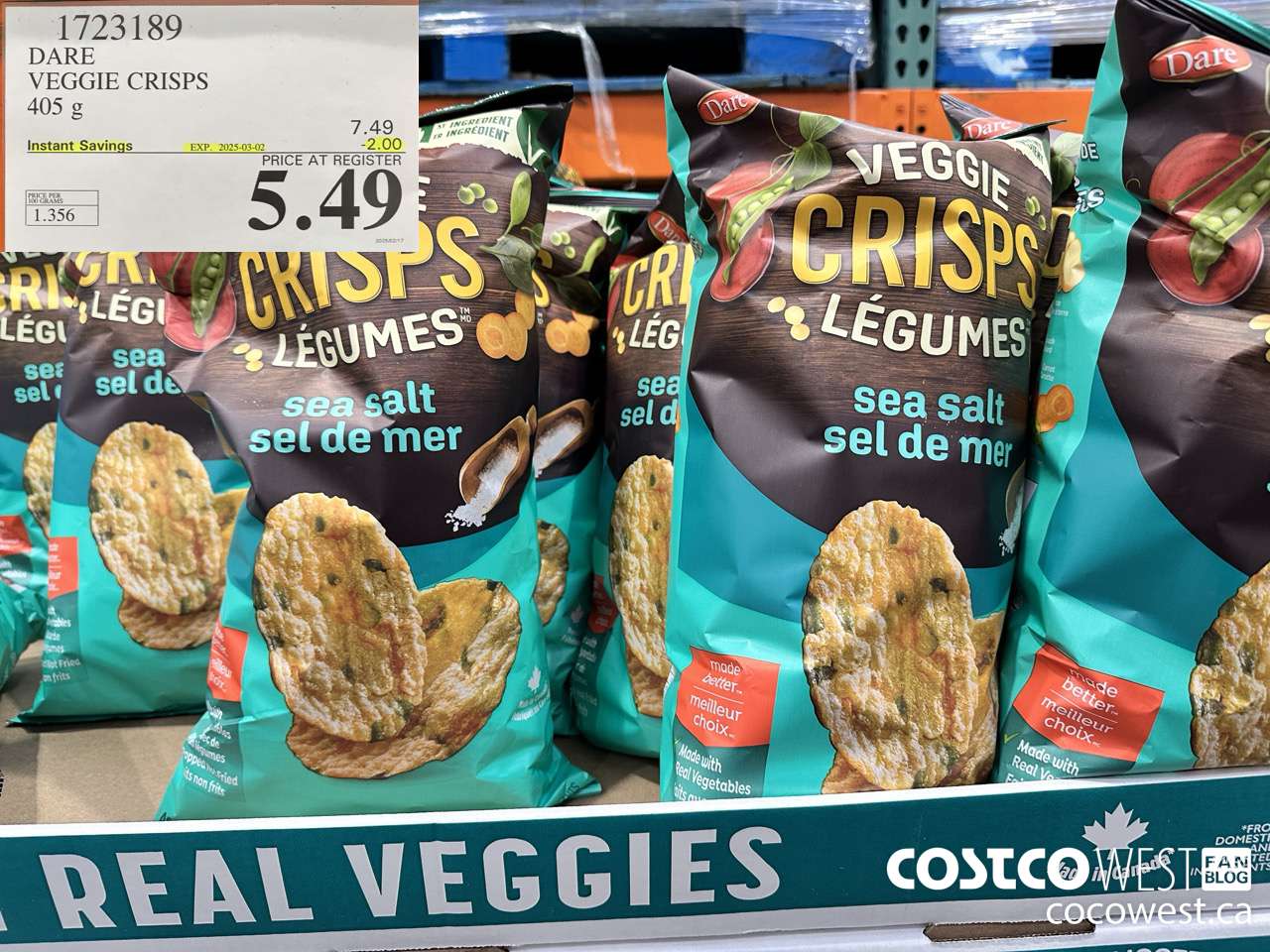 1723189 DARE VEGGIE CRISPS 405G ($2.00 INSTANT SAVINGS EXPIRES ON 2025-03-02) $5.49