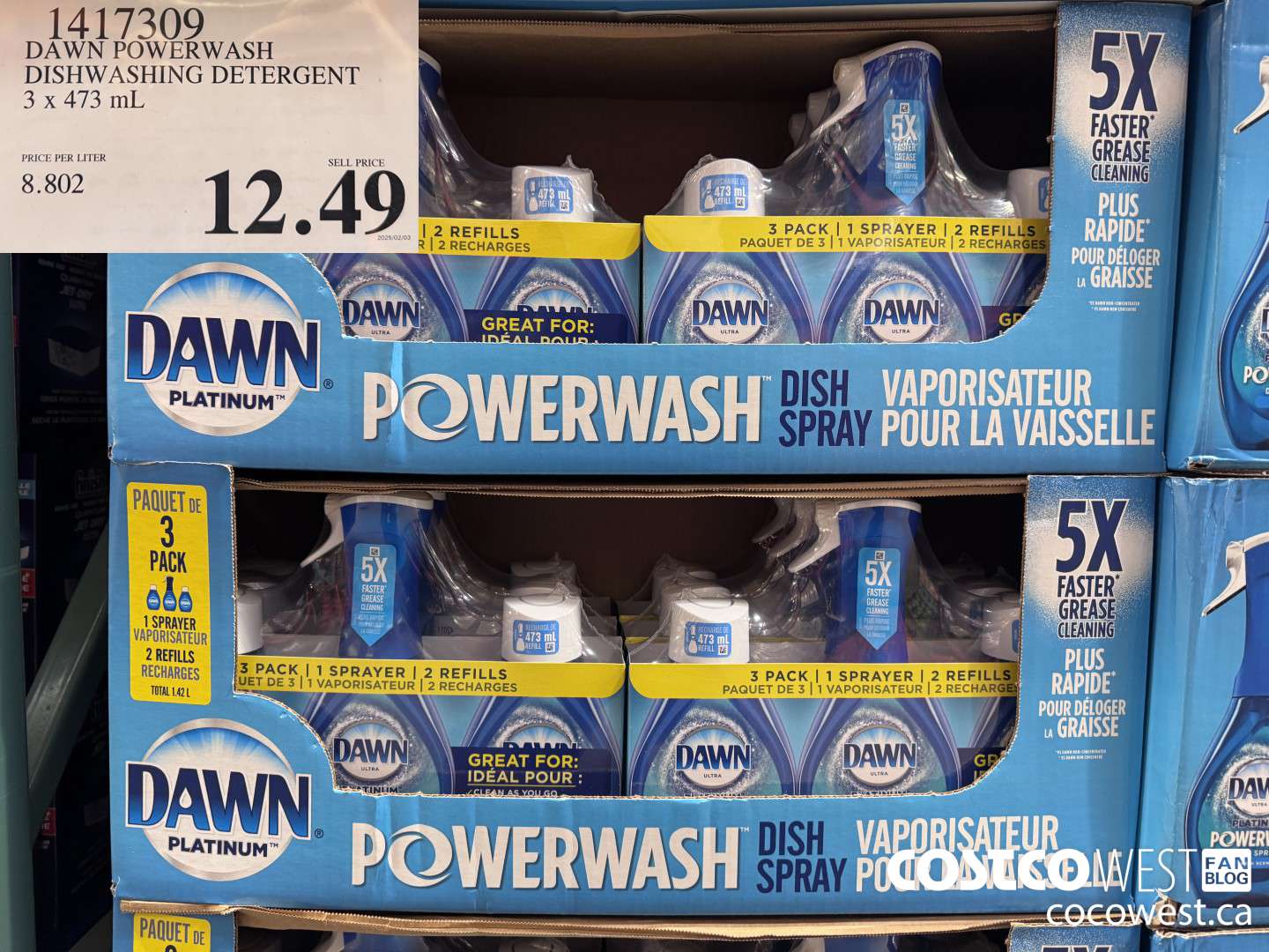 1417309 DAWN POWERWASH DISHWASHING DETERGENT 3 x 473 mL $12.49