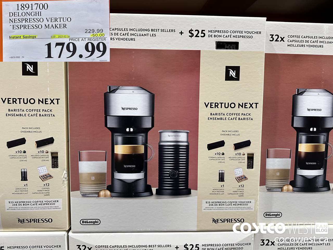 1891700 DELONGHI NESPRESSO VERTUO ESPRESSO MAKER ($50.00 INSTANT SAVINGS EXPIRES ON 2025-02-16) $179.99