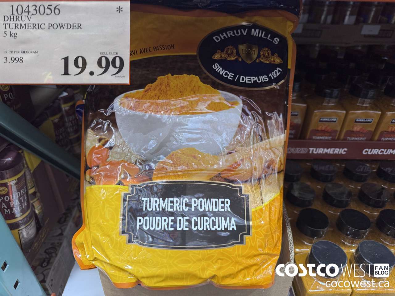 1043056 DHRUV TURMERIC POWDER 5KG $19.99