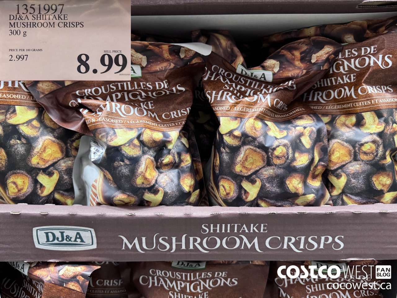 1351997 DJ&A SHIITAKE MUSHROOM CRISPS 300 G $8.99