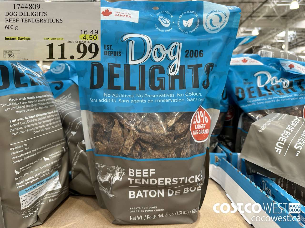 1744809 DOG DELIGHTS BEEF TENDERSTICKS 600G ($4.50 INSTANT SAVINGS EXPIRES ON 2025-02-16) $11.99