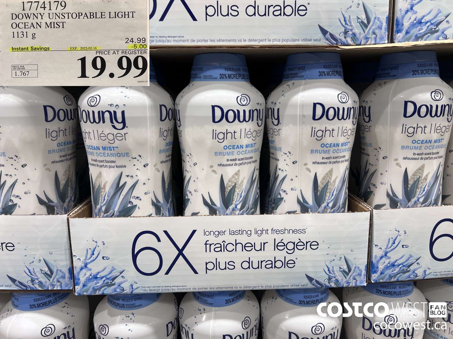 1774179 DOWNY UNSTOPABLE LIGHT OCEAN MIST 1131G ($5.00 INSTANT SAVINGS EXPIRES ON 2025-02-16) $19.99