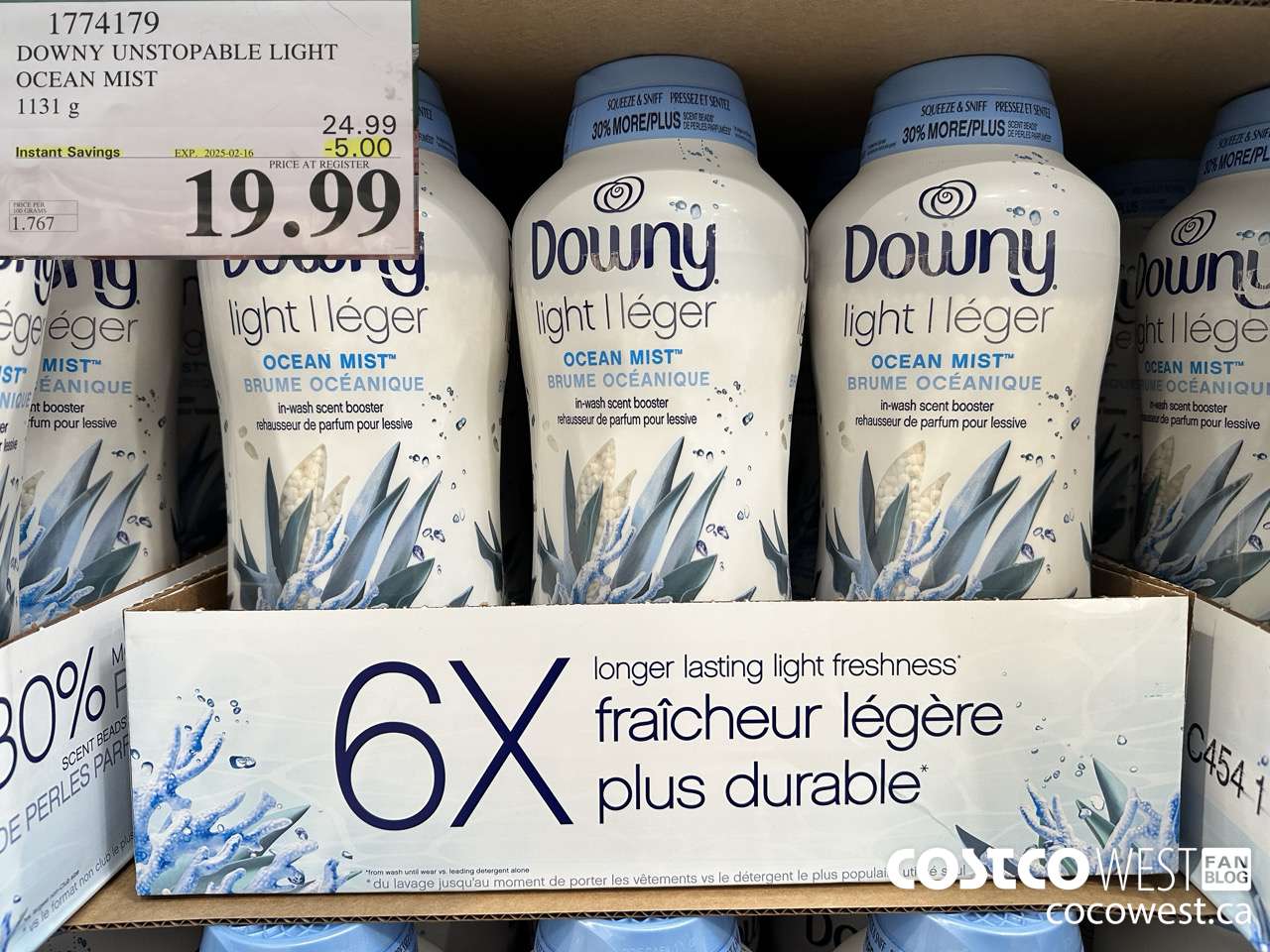 1774179 DOWNY UNSTOPABLE LIGHT OCEAN MIST 1131G ($5.00 INSTANT SAVINGS EXPIRES ON 2025-02-16) $19.99