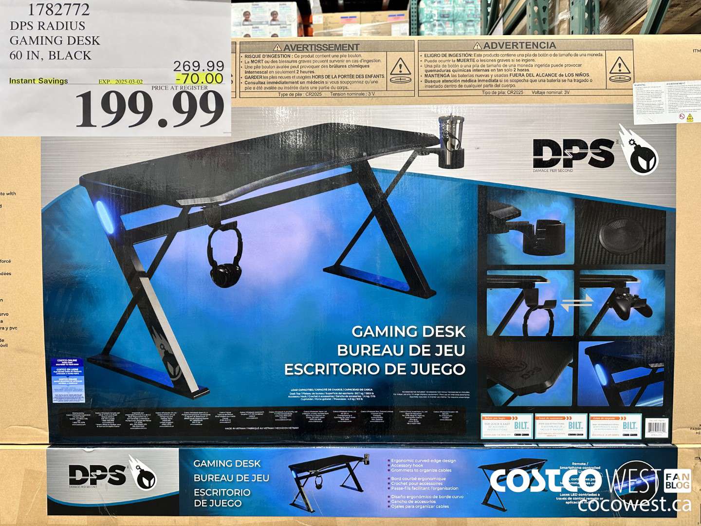 1782772 DPS RADIUS GAMING DESK 60 IN, BLACK ($70.00 INSTANT SAVINGS EXPIRES ON 2025-03-02) $199.99