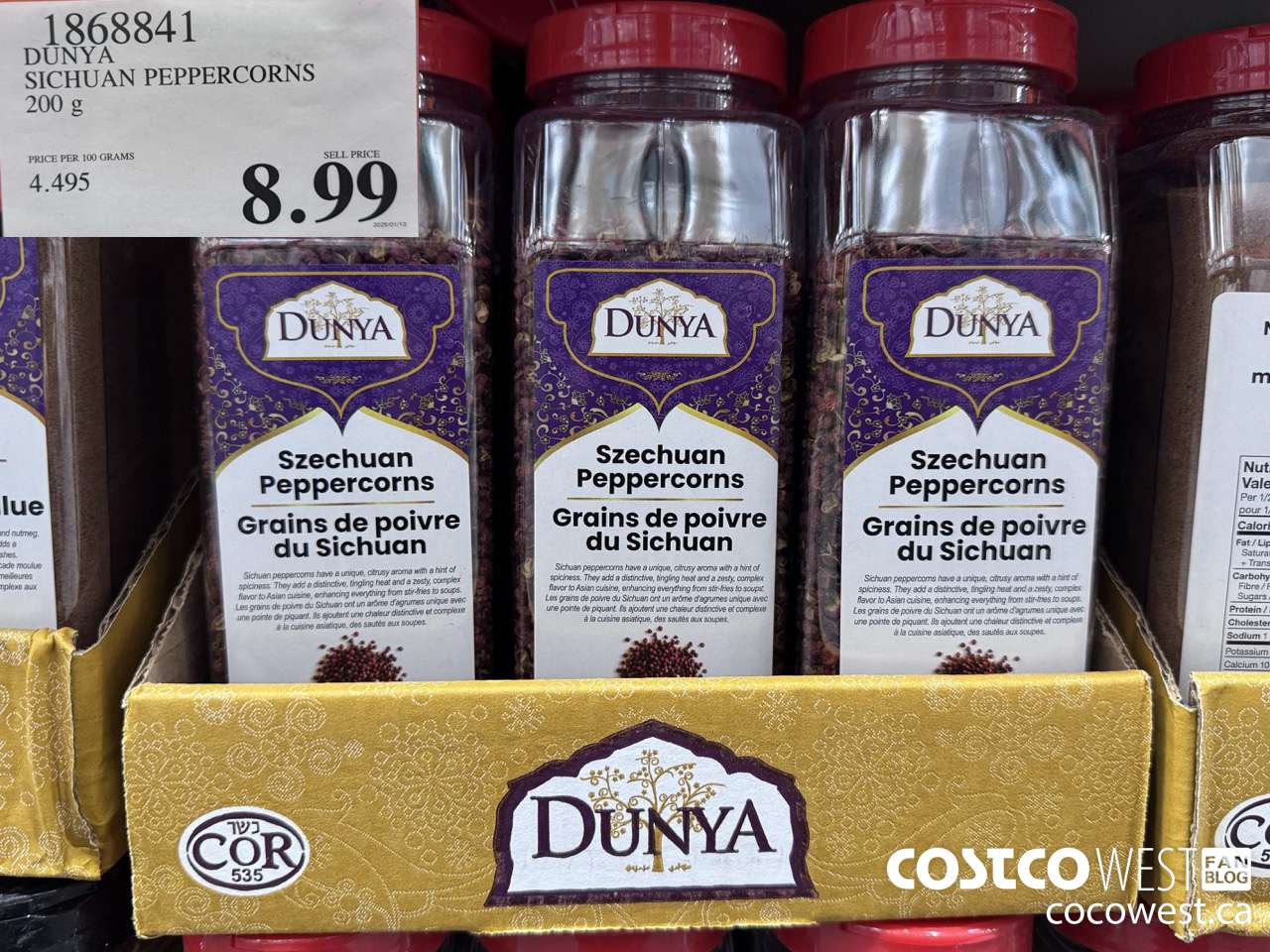 1868841 DUNYA SICHUAN PEPPERCORNS 200G $8.99