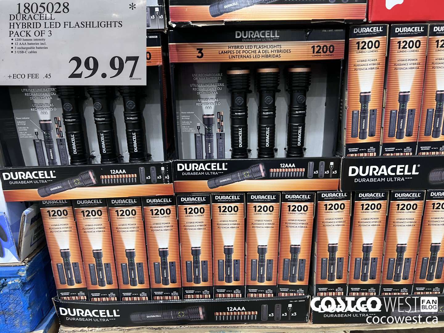 1805028 DURACELL HYBRID LED FLASHLIGHTS PACK OF 3 $29.97