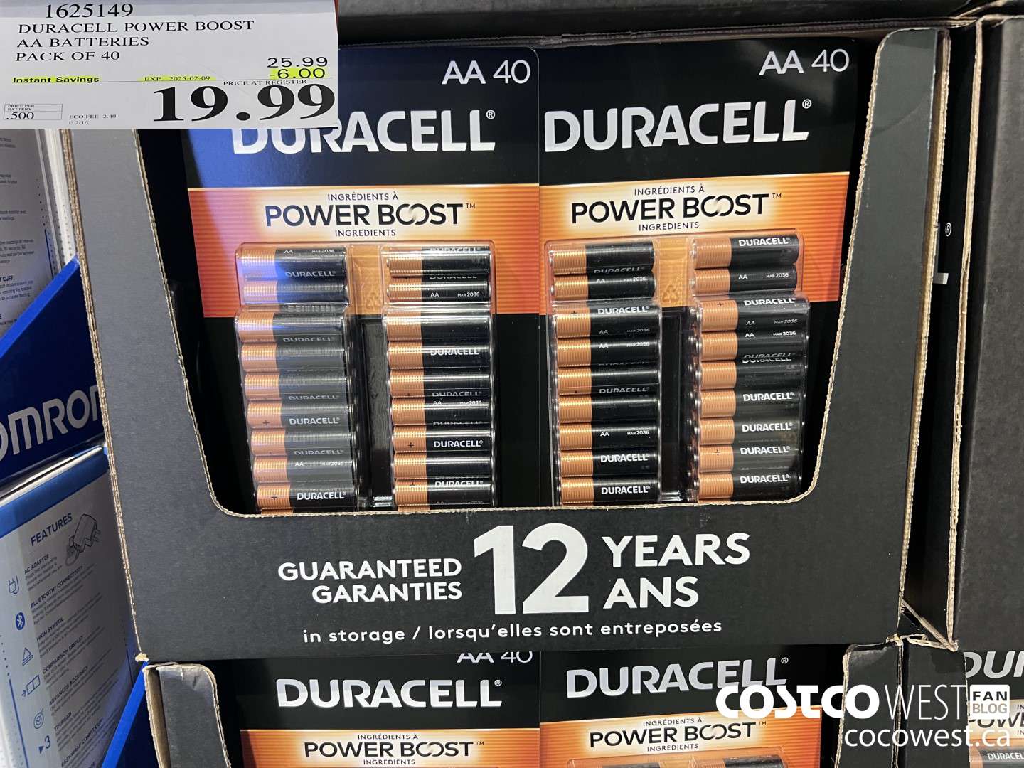 1625149 DURACELL POWER BOOST AA BATTERIES PACK OF 40 ($6.00 INSTANT SAVINGS EXPIRES ON 2025-02-09) $19.99